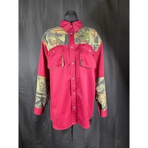 TrailCrest Men's Camo Hunting Shooting Shirt, Burgundy
